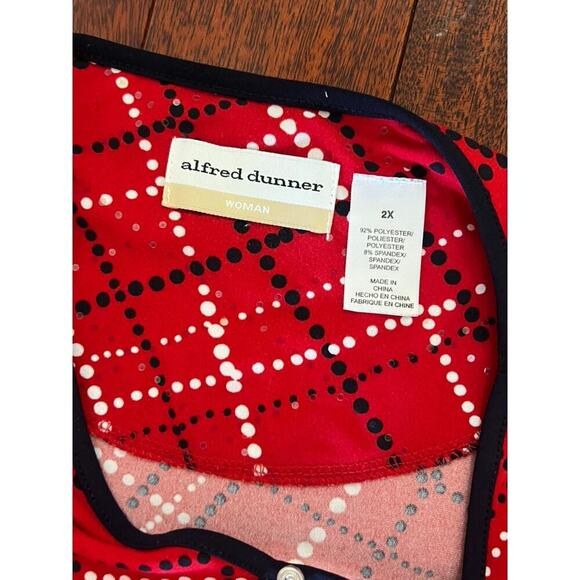 EUC Alfred Dunner red and black plaid womens blouse Plus size 2X - Picture 5 of 6